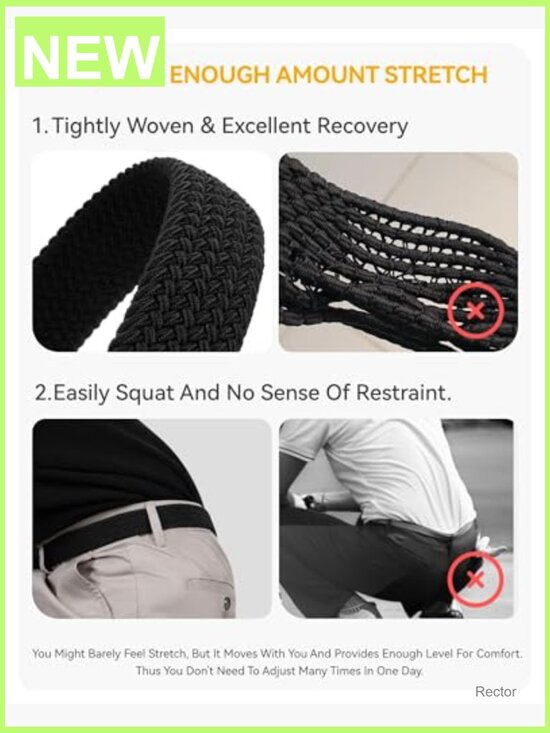 Elastic Fabric Braided Belt with 1 3/8 Braided Stretch Golf Belt for Men 1 3/8\